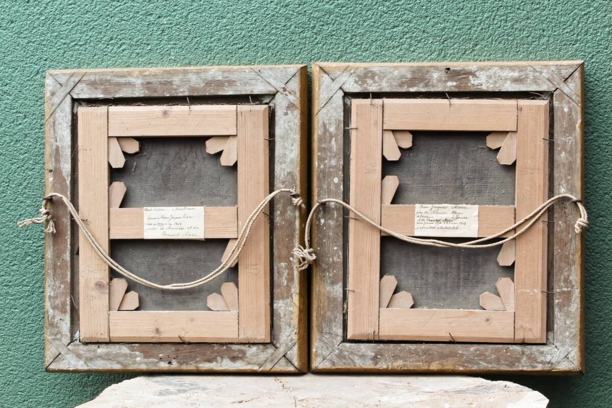 Pair of portraits, man, woman, early 19th century