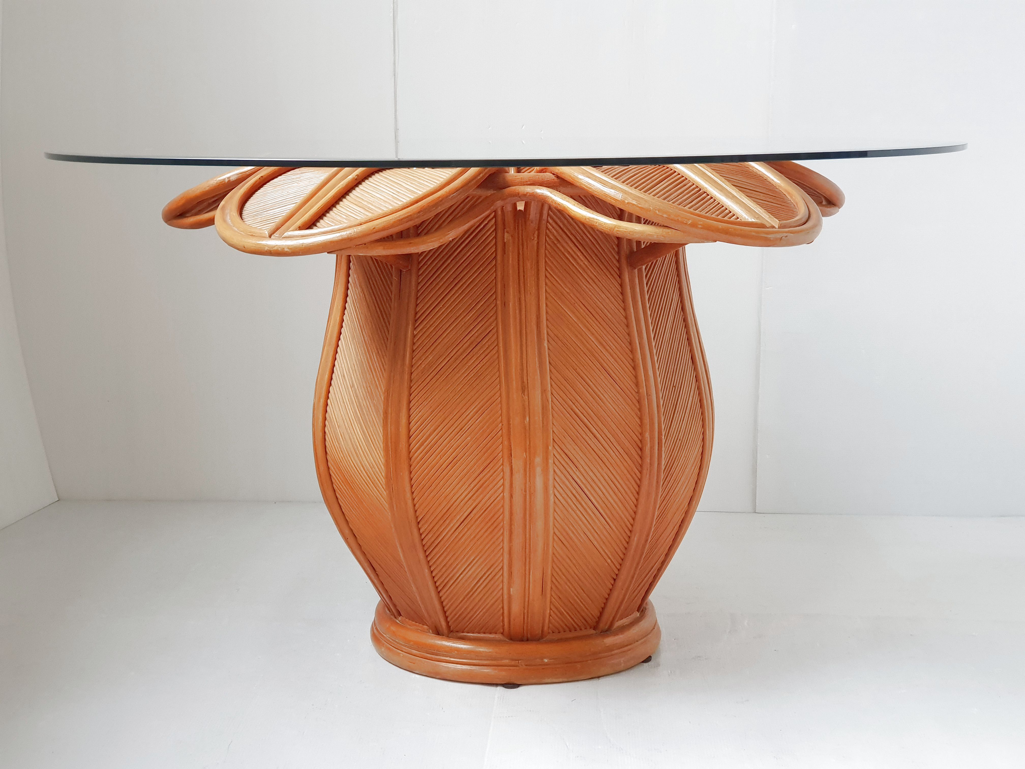 1970 vintage rattan marquee table