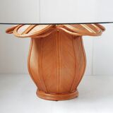 1970 vintage rattan marquee table