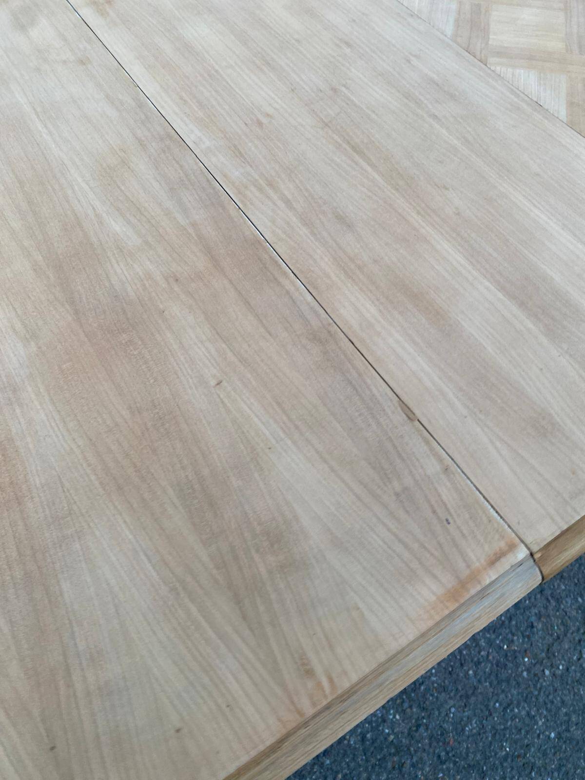 Round extendable dining table Louis XV stripped in solid cherry wood 1960