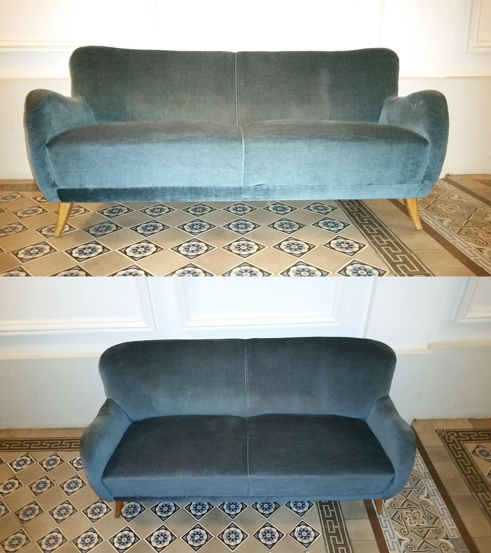 Sofa sofa 3 seats 50/60s Danish sculptural