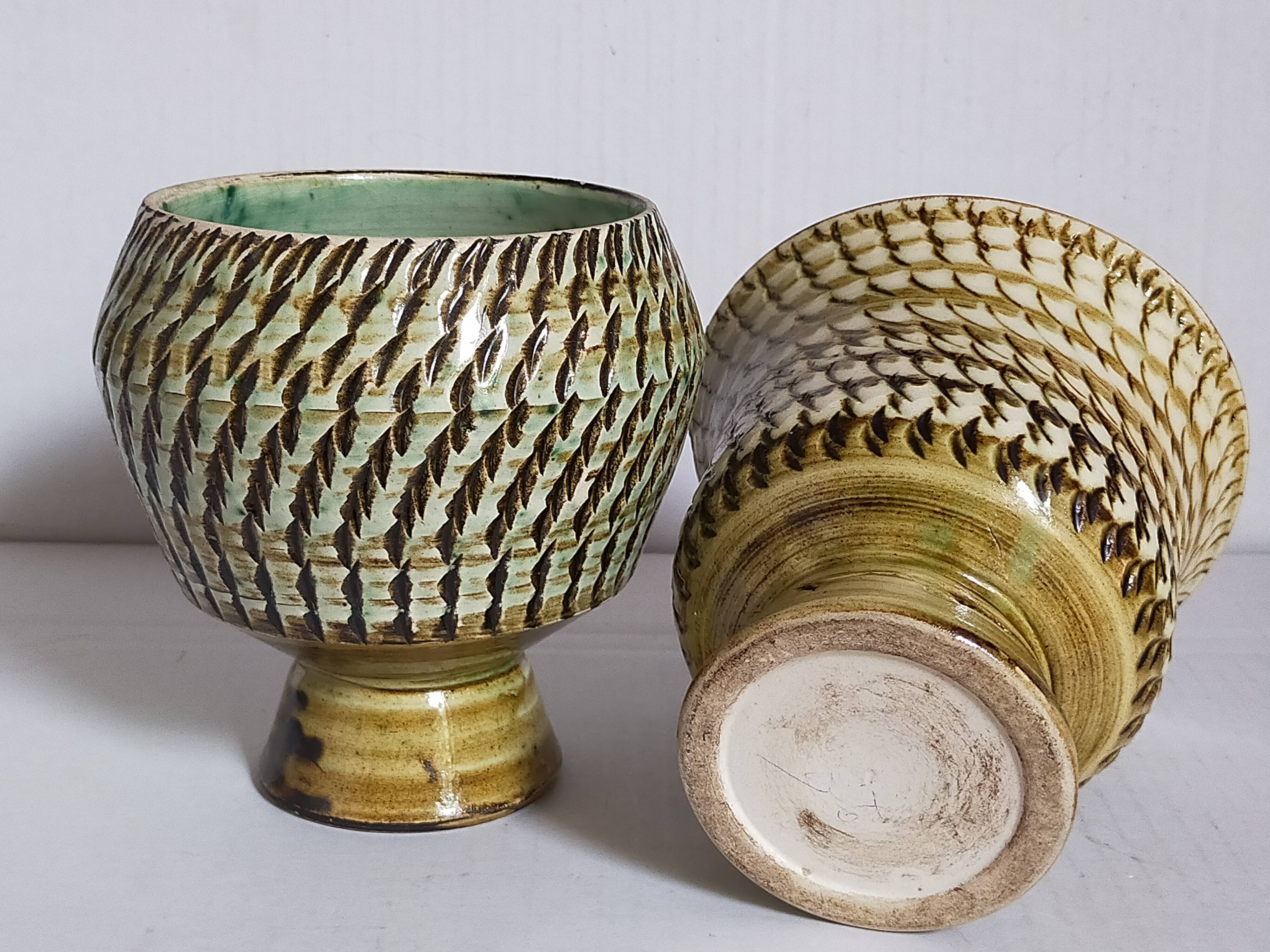 Duo of sacrificed ceramics Pottery by Pieter Groeneveldt 60s