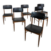Lot de six chaises vintage scandinaves des années 1960