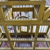 Vintage antique wood and metal bird cage