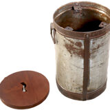 Metal stool with teak seat