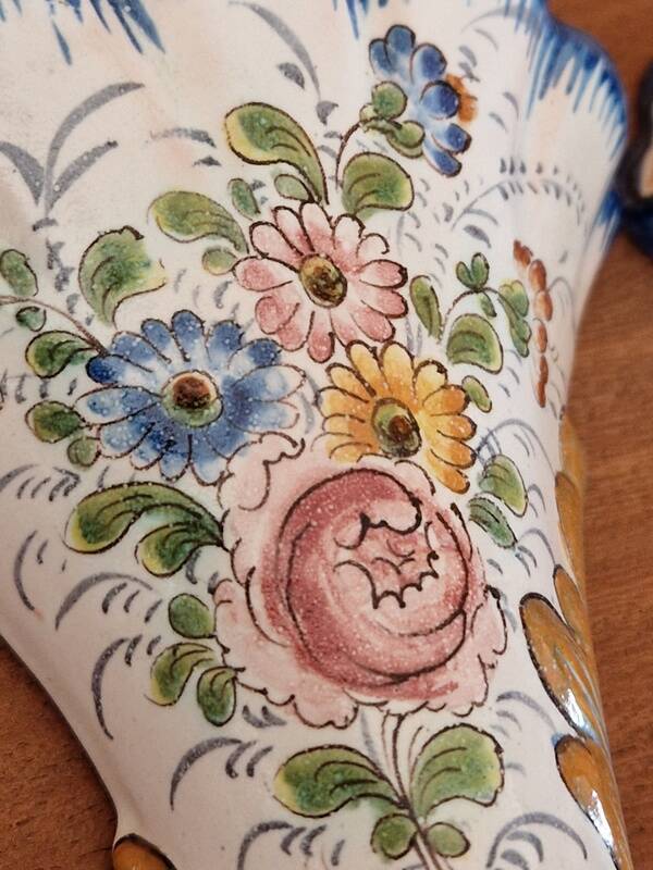 Pair of bouquet holders in Nevers earthenware - By Marest Frères