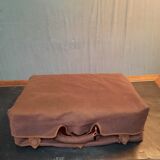 Red leather suitcase