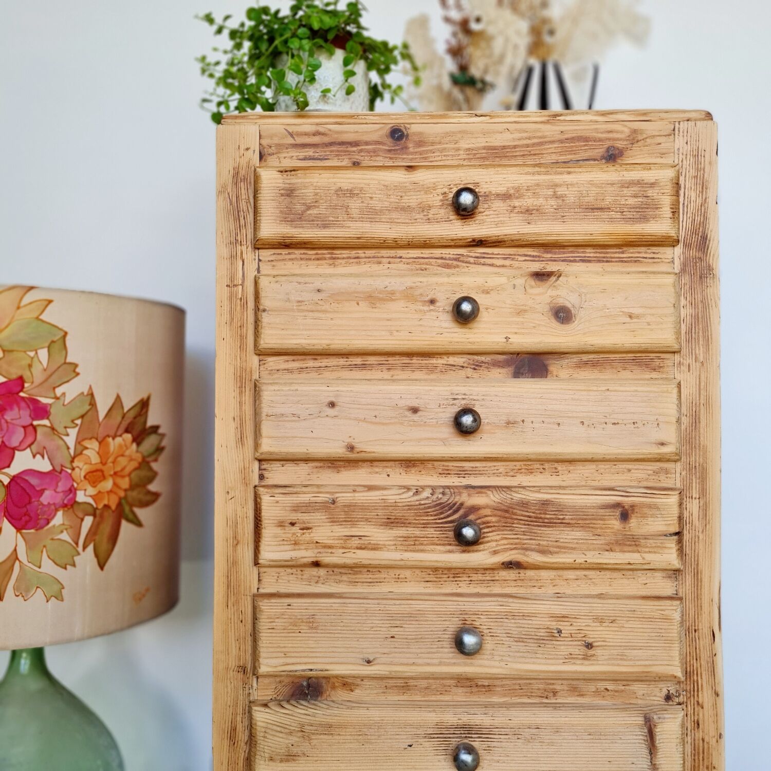 Old wooden semainier in rough wood