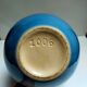 Ceramic vase ball blue art deco vintage carved numbered