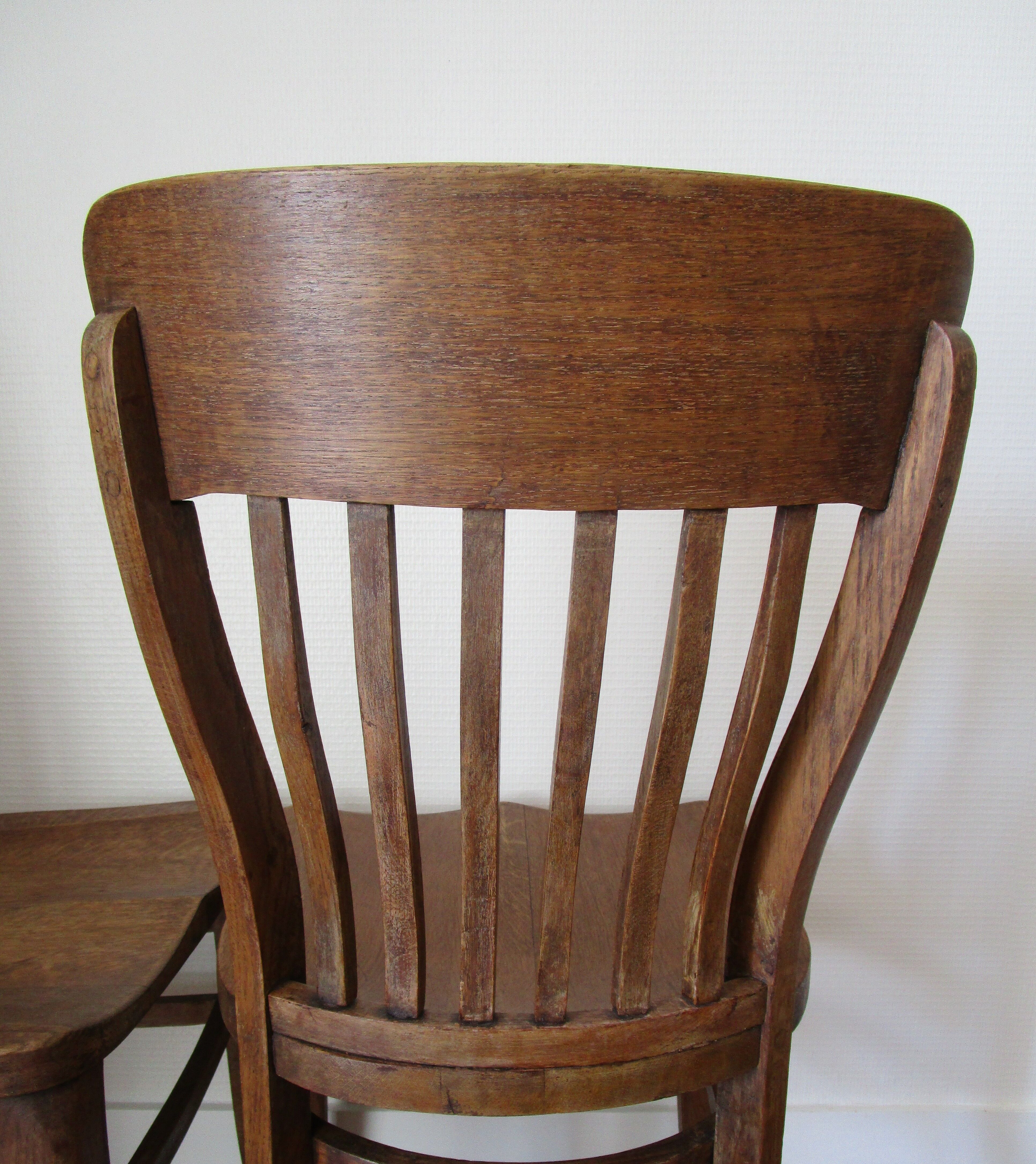 Two chairs solid oak patinated early twentieth century
