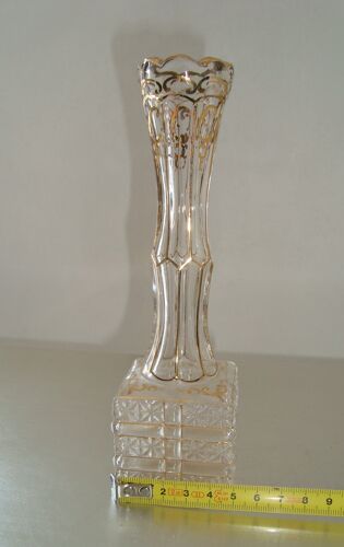 Vase verre ciselé peint main doré art déco