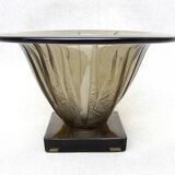 Coupe Art Déco en verre fumé à motifs géométriques