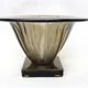 Art Deco bowl in smoked glass with geometric patterns