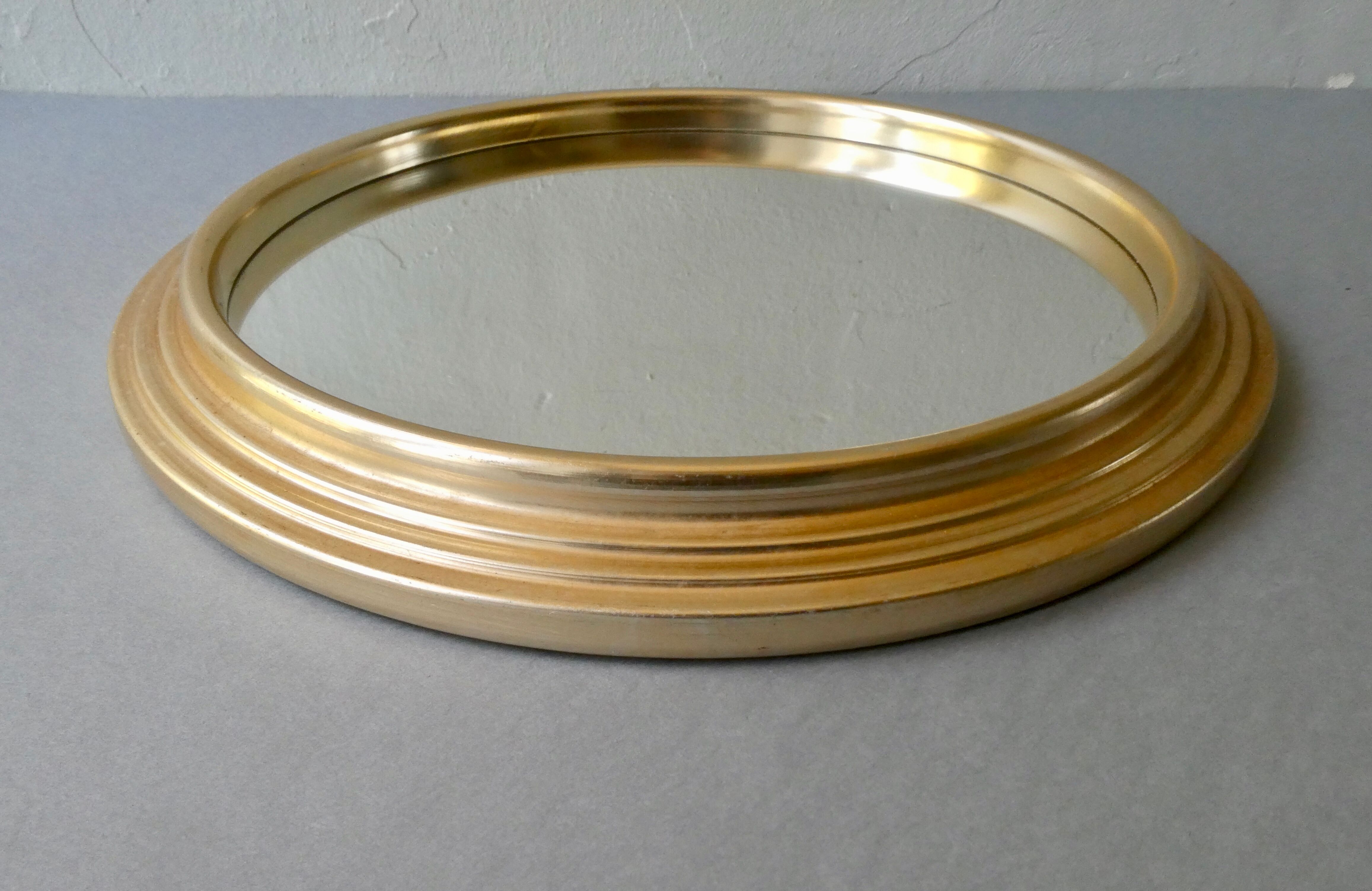 Mirror top in gilded aluminum, diameter 29 cm
