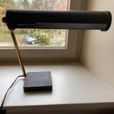 Modernist matte black desk lamp signed Lemag circa 1950