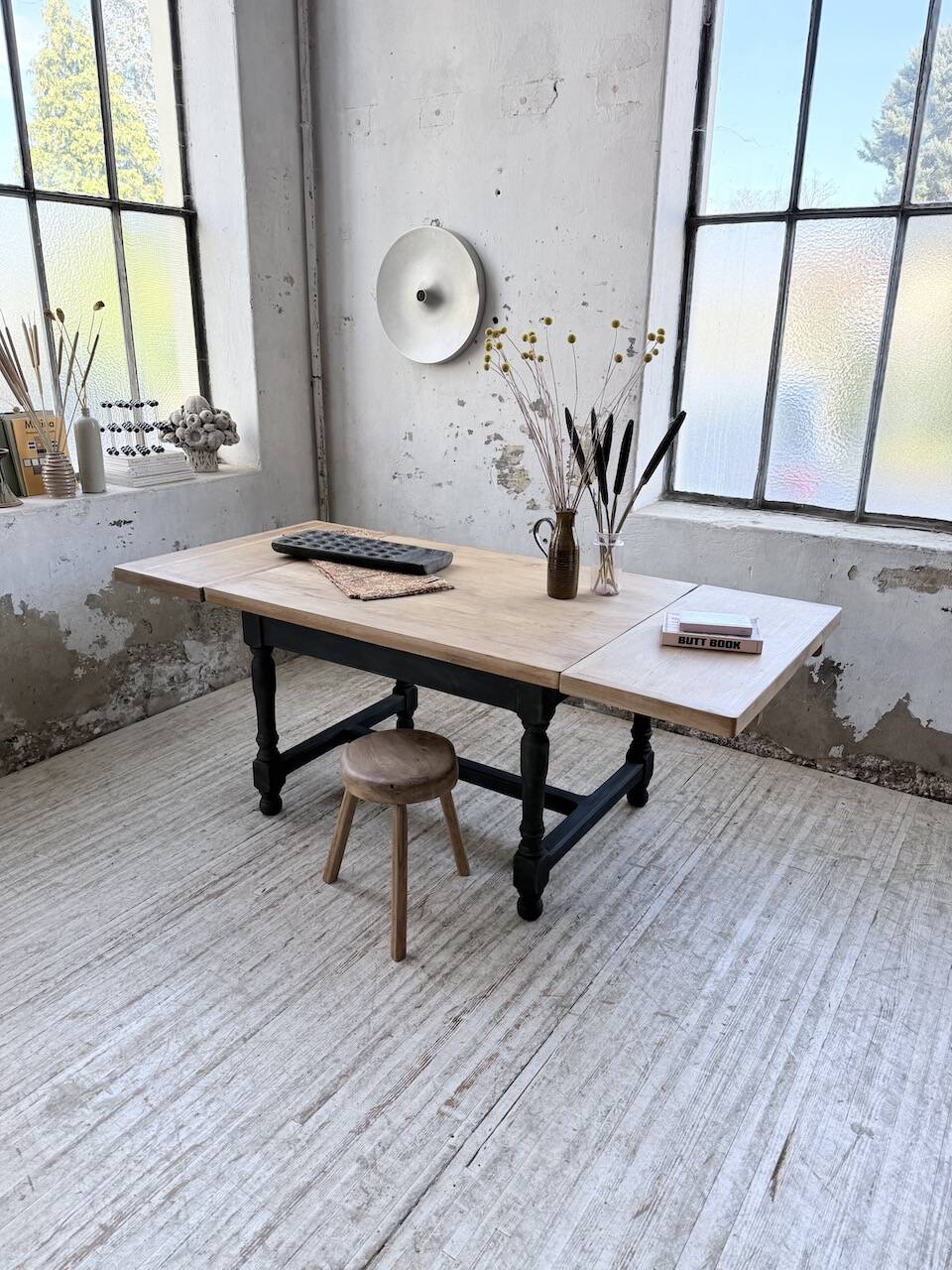 Table de ferme en chêne avec rallonges