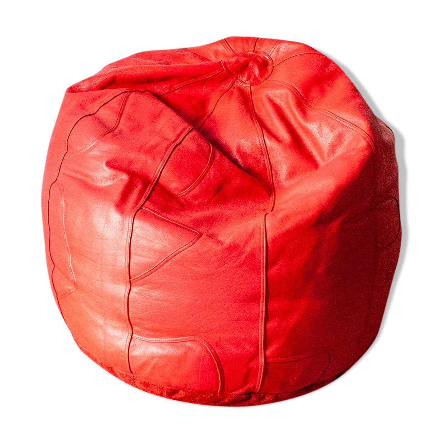 Large Leather Pouf Brazil 2000s