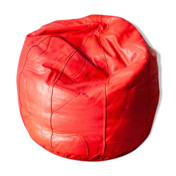 Large Leather Pouf Brazil 2000s