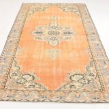 6x9 Vintage Pale Orange Oushak Handmade Vintage Rug, 176x260 Cm