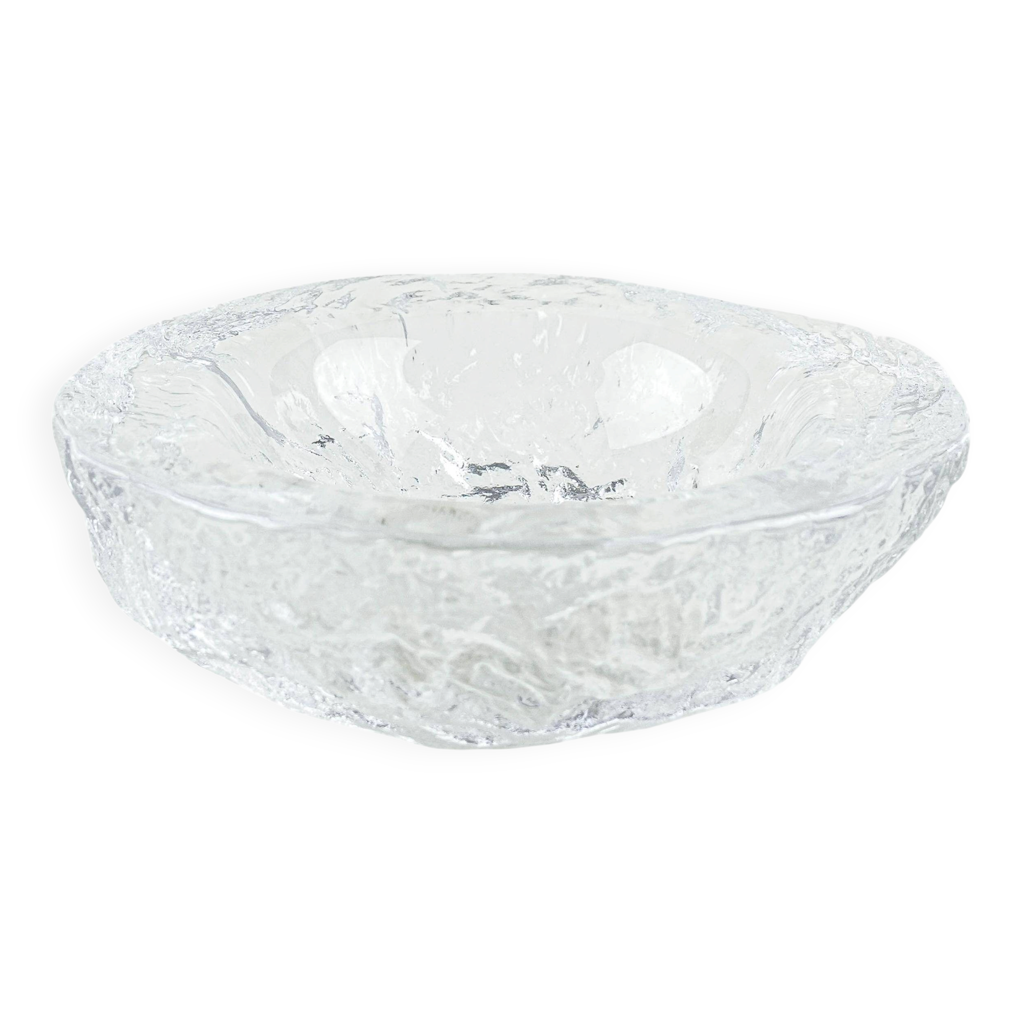 Kosta Boda Textured Glass Platter, Swedish Art Glass, 1960s