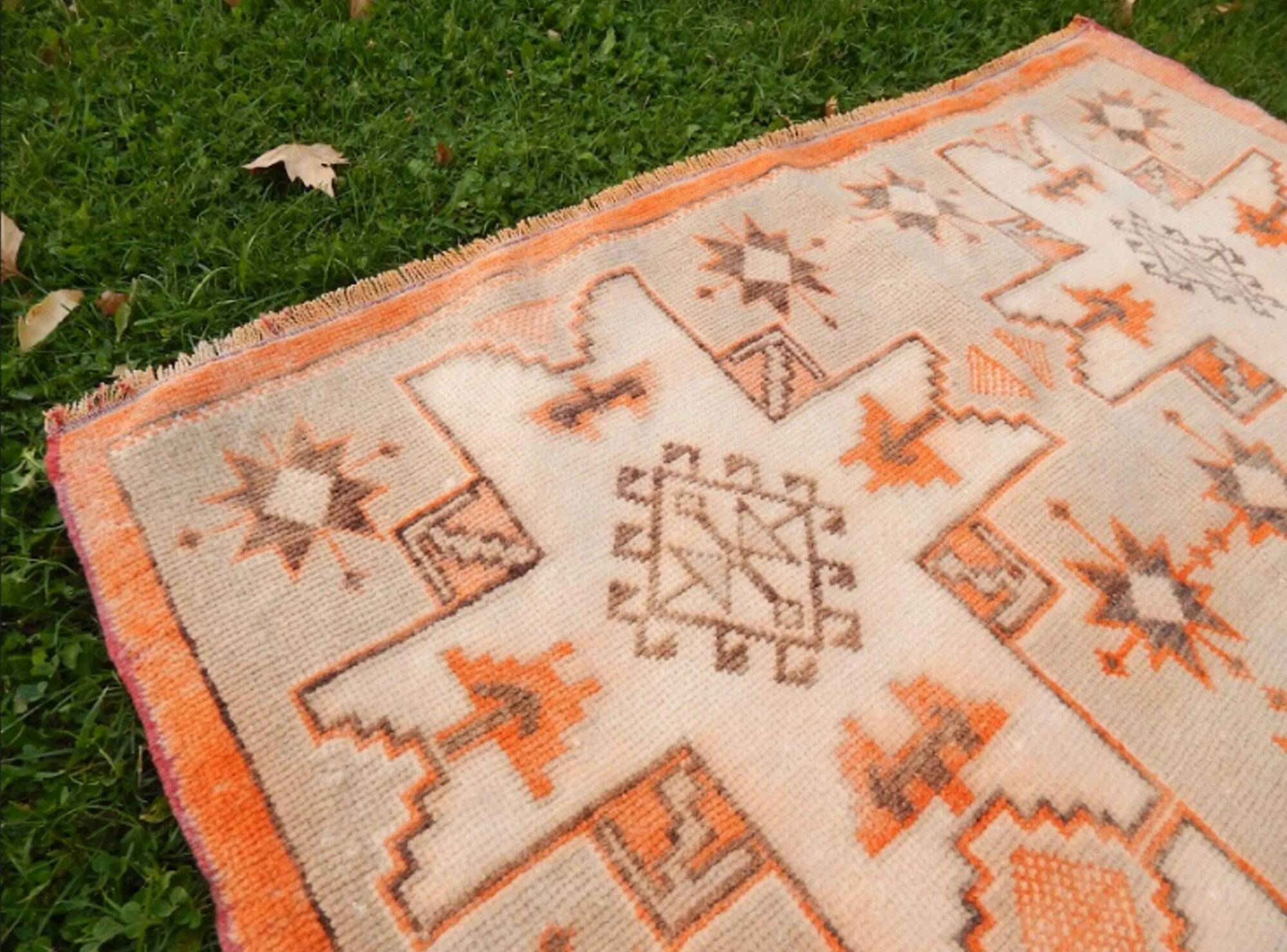 Vintage Turkish Oushak rug 128x258 cm