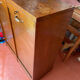 Double filing cabinet with vintage curtain from the 40/50 period