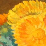 Tableau peinture Attilio Guffanti, bouquets de fleurs sur une table  huile sur toile