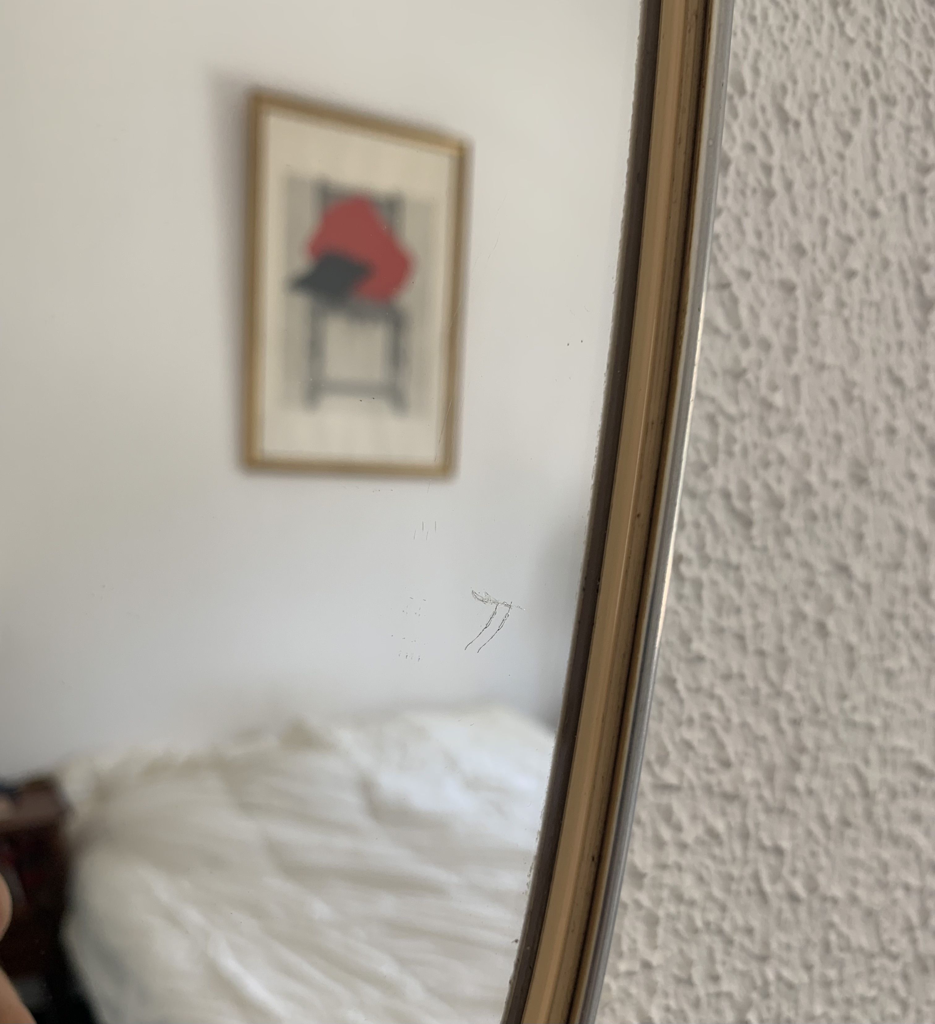 Vintage mirror 1960 asymmetrical mirror - 46 x 24 cm