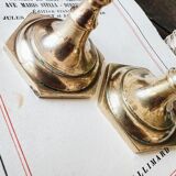 Duo of small brass candle holders
