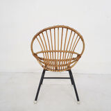 Rohe Noordwolde rattan and metal lounge chair, The Netherlands 1950's