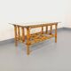 Table basse en verre transparent et rotin, années 70