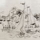 Dessin à la mine de plomb, port, signé Jean Fusaro