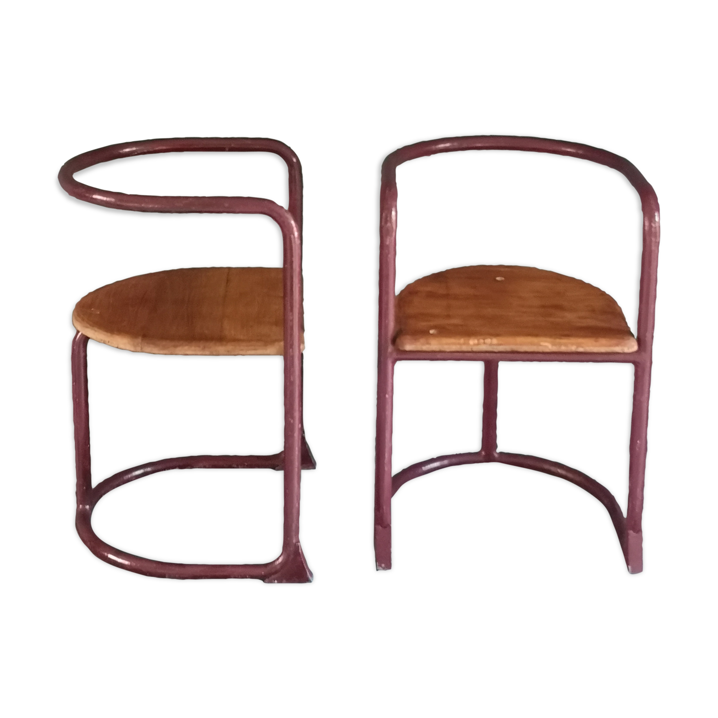 Pair of 50s children's chairs in tube