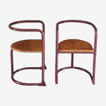 Pair of 50s children's chairs in tube