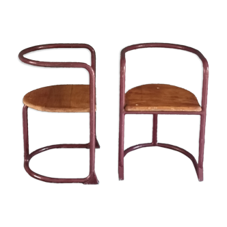 Pair of 50s children's chairs in tube