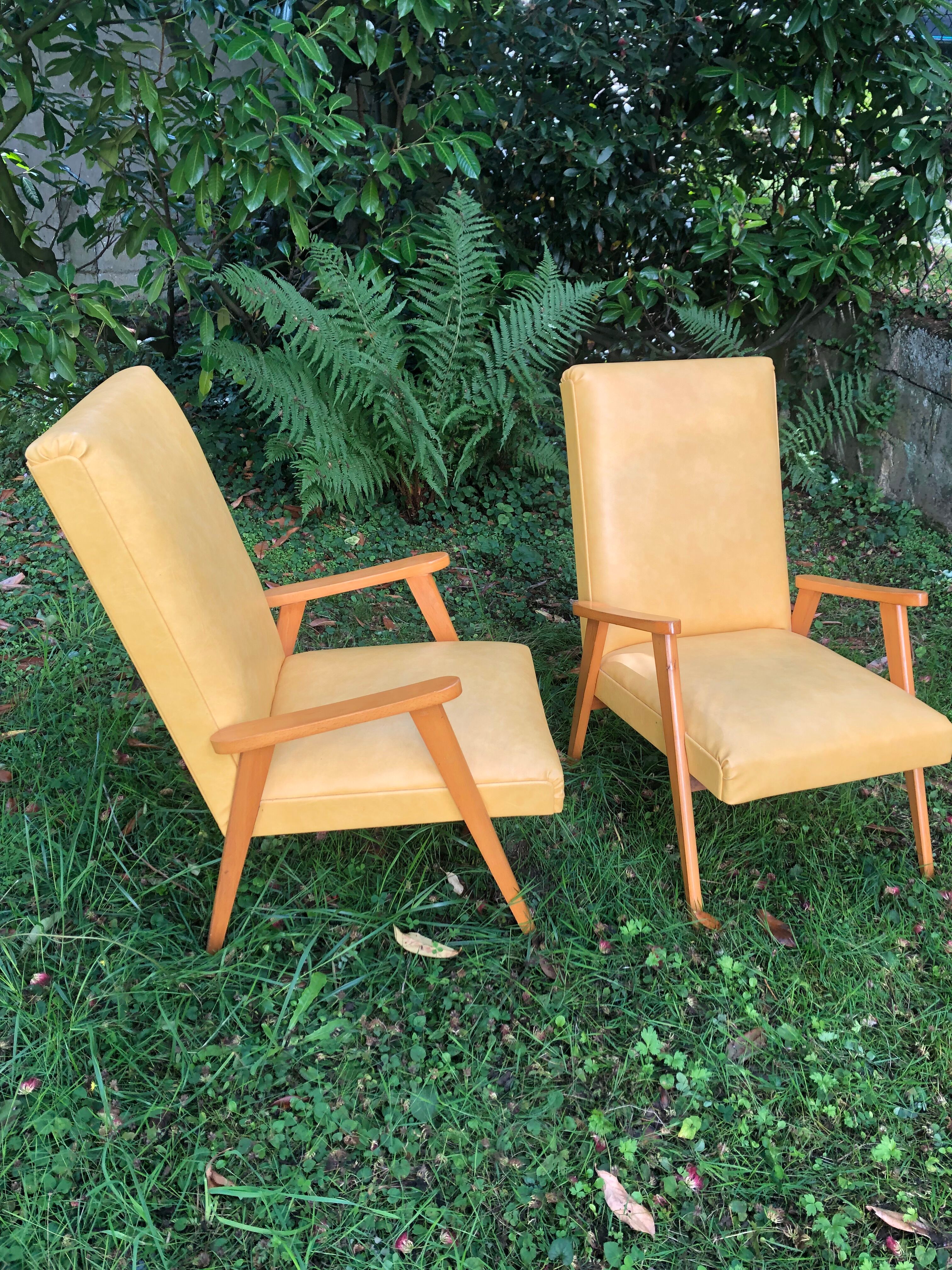 Vintage 60s yellow Scandinavian armchairs