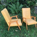 Vintage 60s yellow Scandinavian armchairs