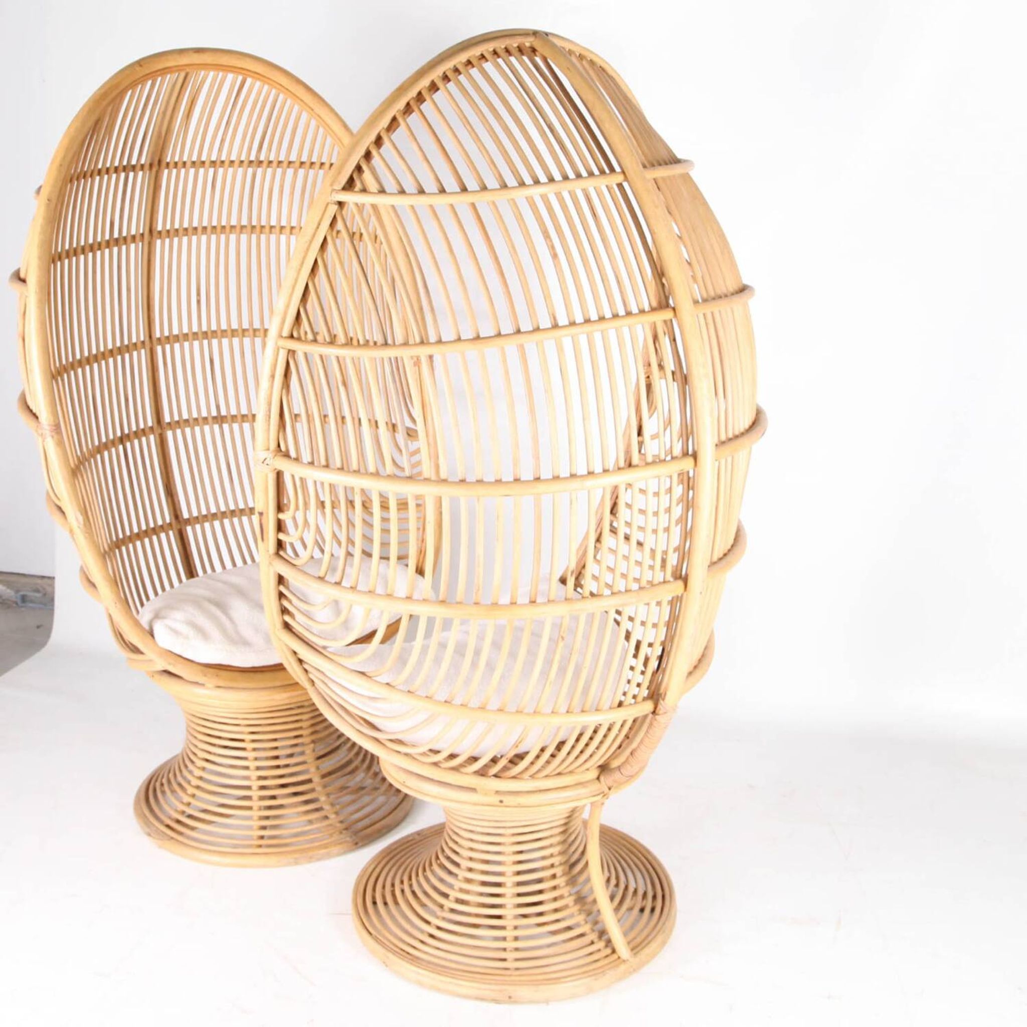 Pair of rattan armchairs