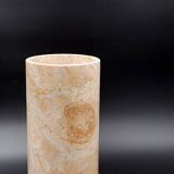 Cylindrical marble vase with fossil motif