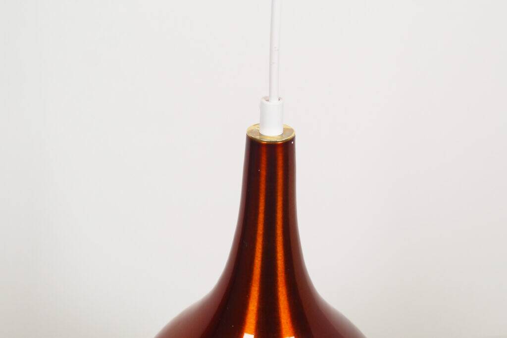 Vintage Scandinavian brass and glass pendant chandelier