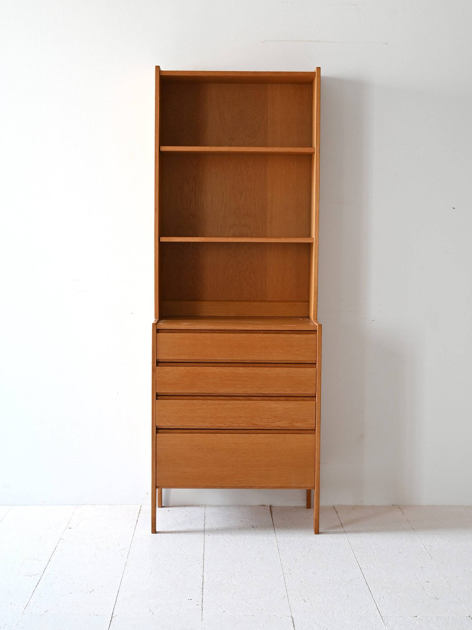 Scandinavian oak bookcase cabinet