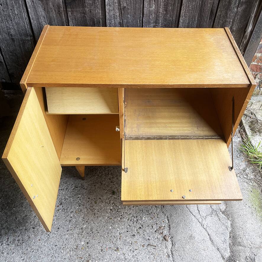 Vintage Scandinavian-style wooden hi-fi cabinet