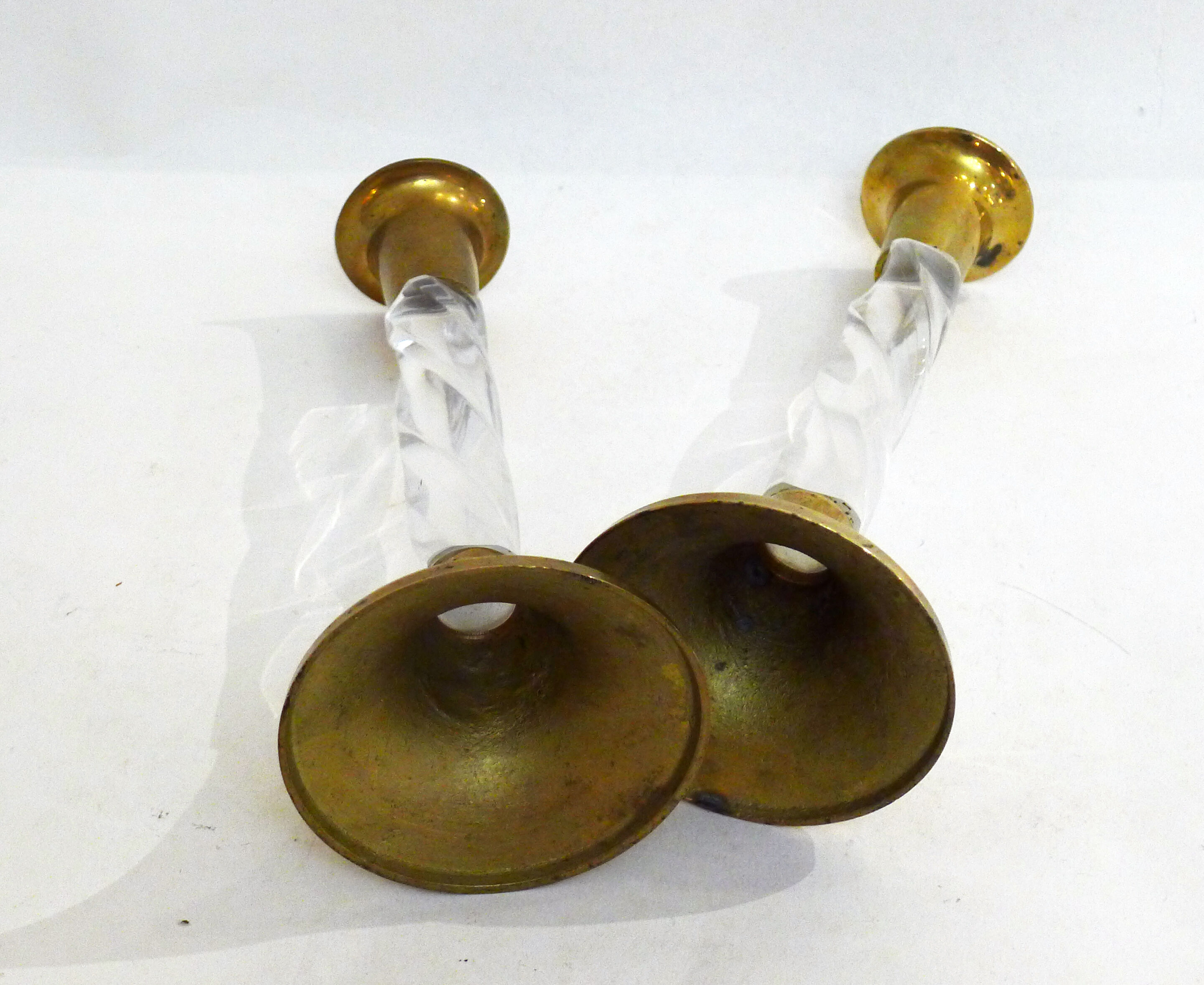 Pair of golden & plexi candle holders