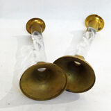 Pair of golden & plexi candle holders