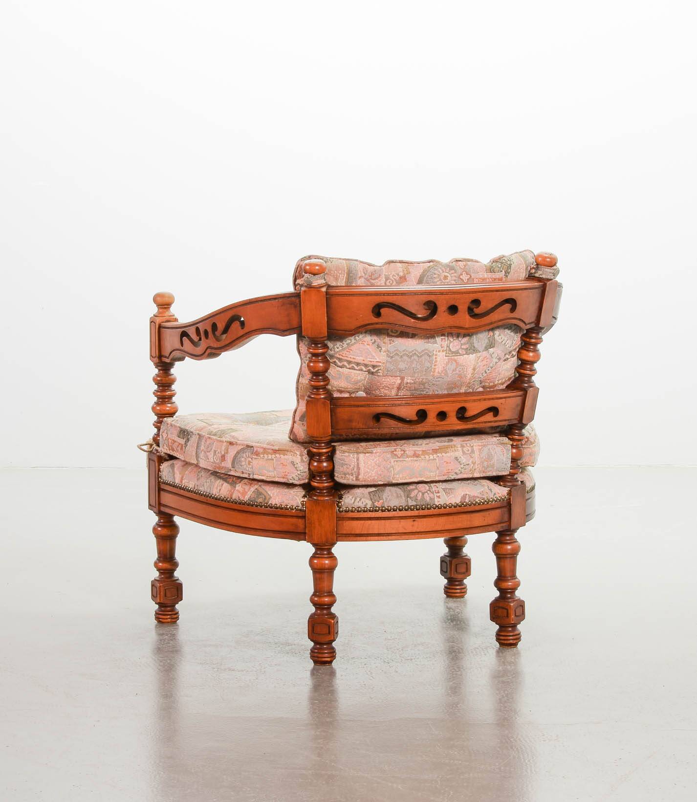 Giorgetti Gallery Collection Wooden Lounge Chairs w. Gobelin Upholstery 70s