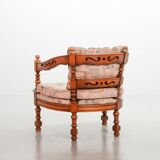 Giorgetti Gallery Collection Wooden Lounge Chairs w. Gobelin Upholstery 70s