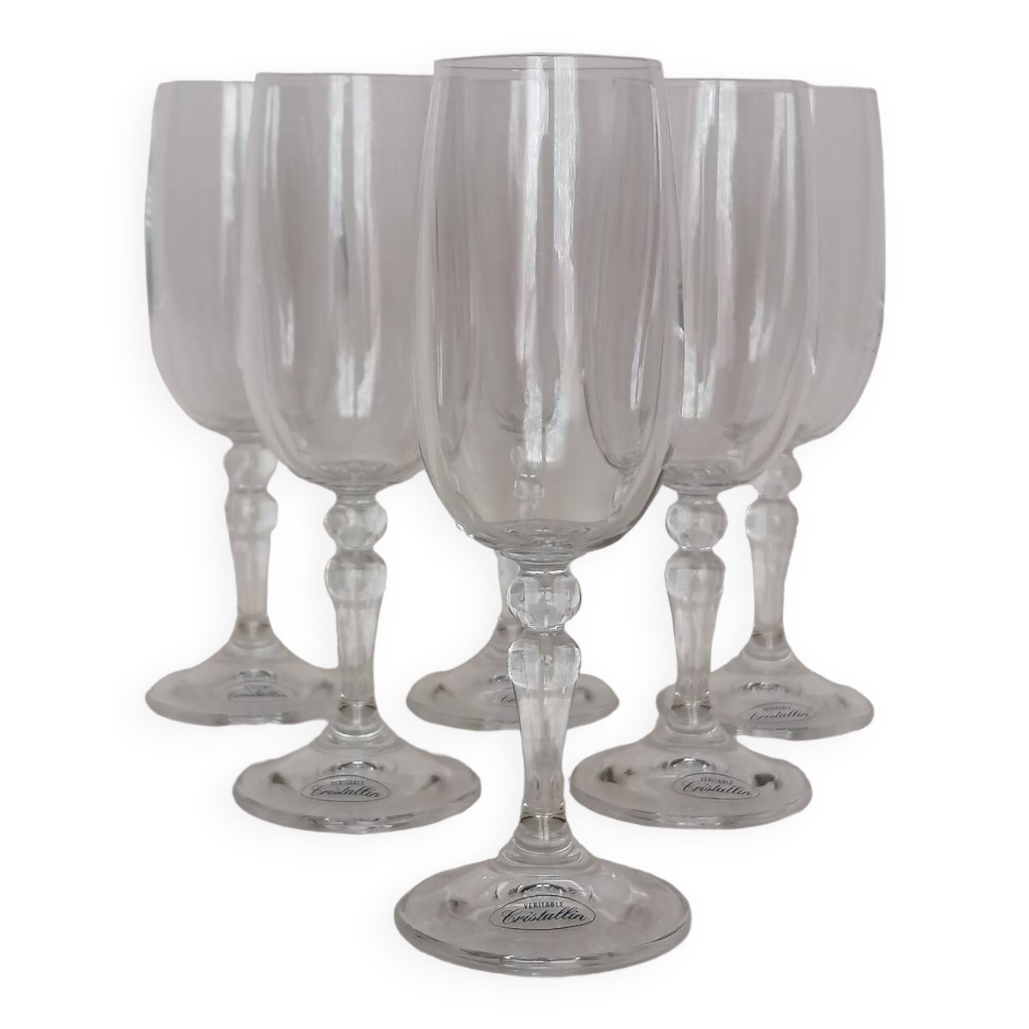 6 real crystal stem glasses