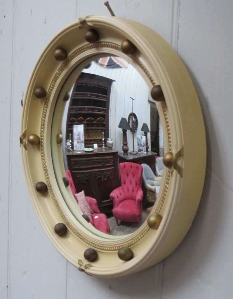 Vintage english butlers porthole convex mirror