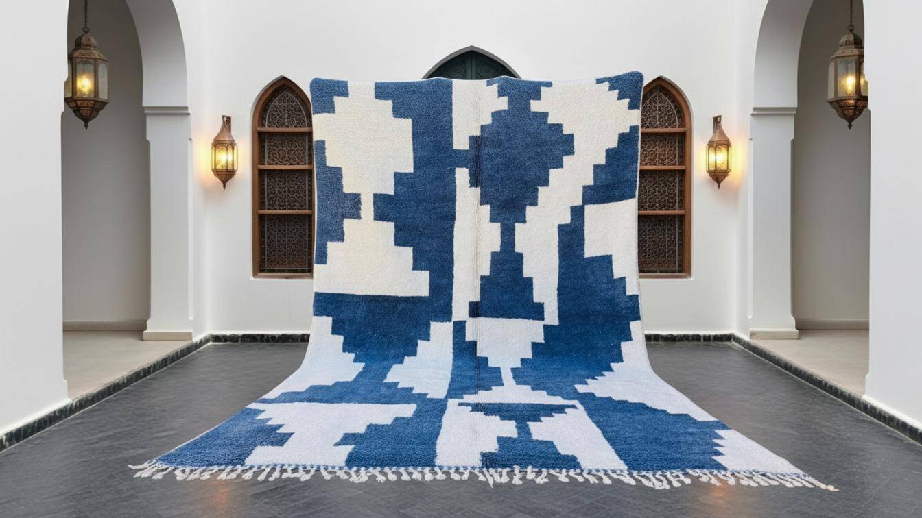 Handmade wool Berber rug 3 x 2 m