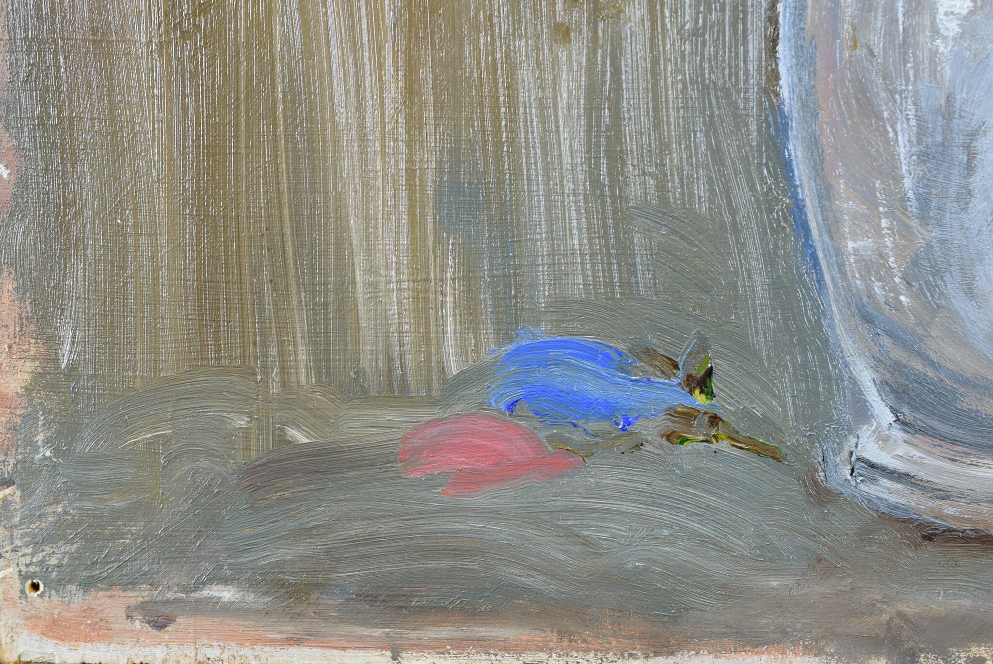 Oil on panel vintage painting Summer bouquet